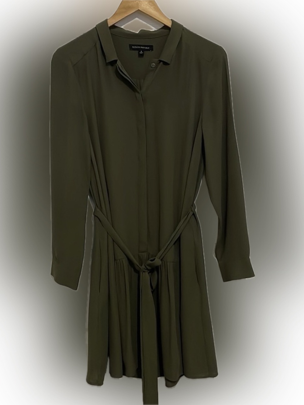 Banana Republic Olive Green Long Sleeve Shirtdress